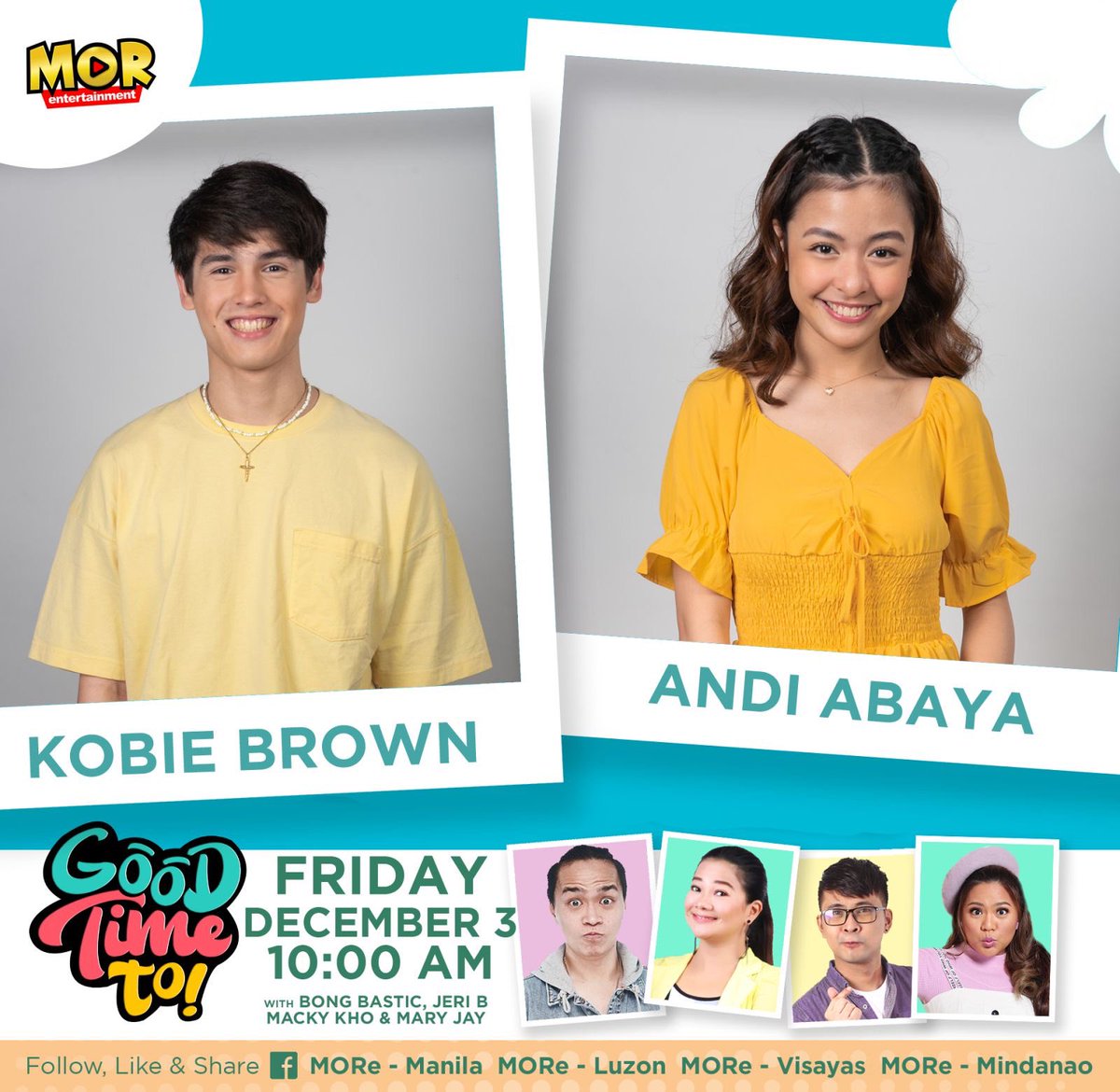 #SayingGoodbye cast — KOBIE BROWN at ANDI ABAYA makikisaya sa #GoodTimeTo kaMORkadas TODAY! Streaming sa ating #MOREntertainment Facebook Fanpages! 

KODREA ON MORGoodTimeTo 
#KoDrea