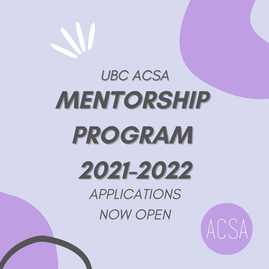 UBCACSA's tweet photo. ACSA's Mentorship Program applications are now open! Apply by Dec 15th. 

Mentee application: https://t.co/tlaaSHkmFH

Mentor application: 
https://t.co/LQVaIlO3o6 https://t.co/XsJkwUKCXT