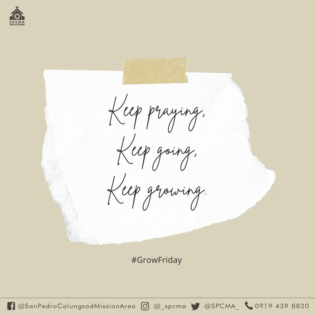spcmaofficial's tweet photo. #GrowFriday
Walang sinuman ang makakapigil sa'yo patungo sa mga pangarap mo, tuloy lang, samahan ng dasal at patuloy na mahubog sa pamamagaitan ng mga mabubuting bagay at paraan. Mahal ka ni Lord araw-araw.
#SanPedroCalungsodMissionArea
#SPMCA #SPCMASocComm https://t.co/HqH3iuBKfP