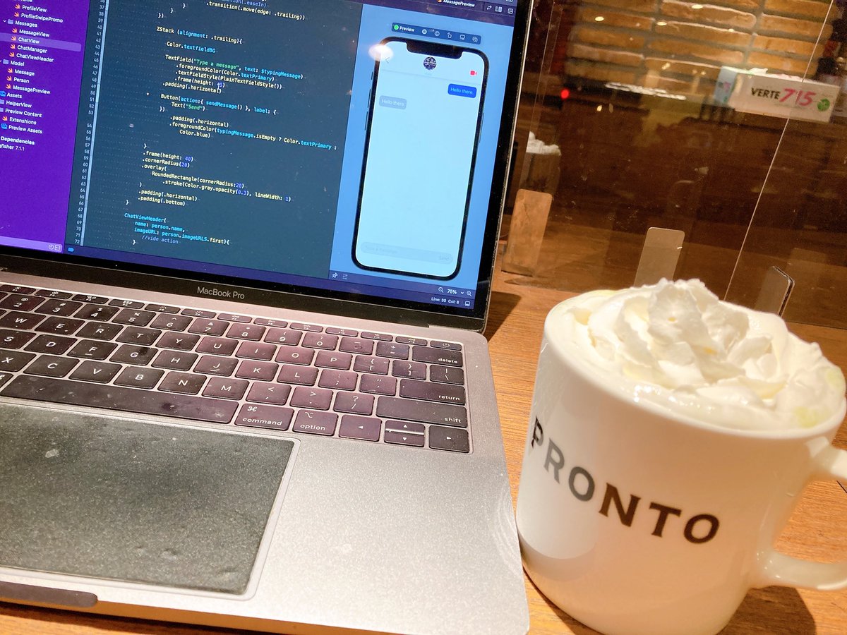yueishere's tweet photo. Coding time. 
I like coding but also love writing articles. 
.
I wanna both for my work hehe 

#SwiftUI #cafe #programmer #uiux #uiuxdesign #udemy #selfstudy https://t.co/xR2g1M9e0q