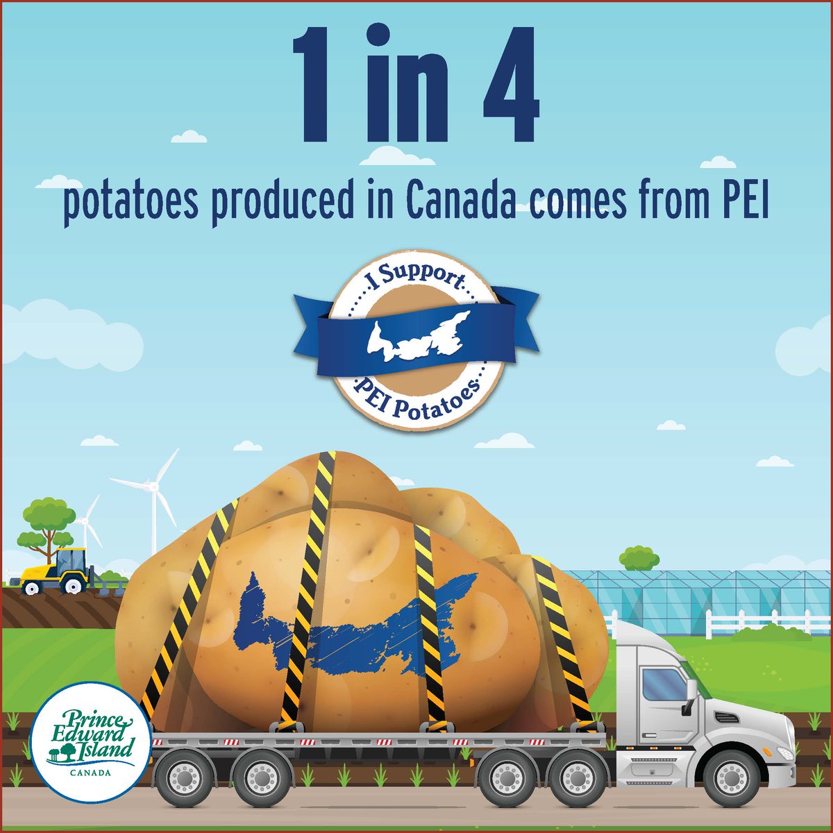 InfoPEI's tweet photo. 1 in 4 potatoes produced in Canada is from PEI.
#ISupportPEIPotatoes  https://t.co/DL0PVKLDLK @PEIPotatoes @AgInfoPEI https://t.co/NKUZcWP9To