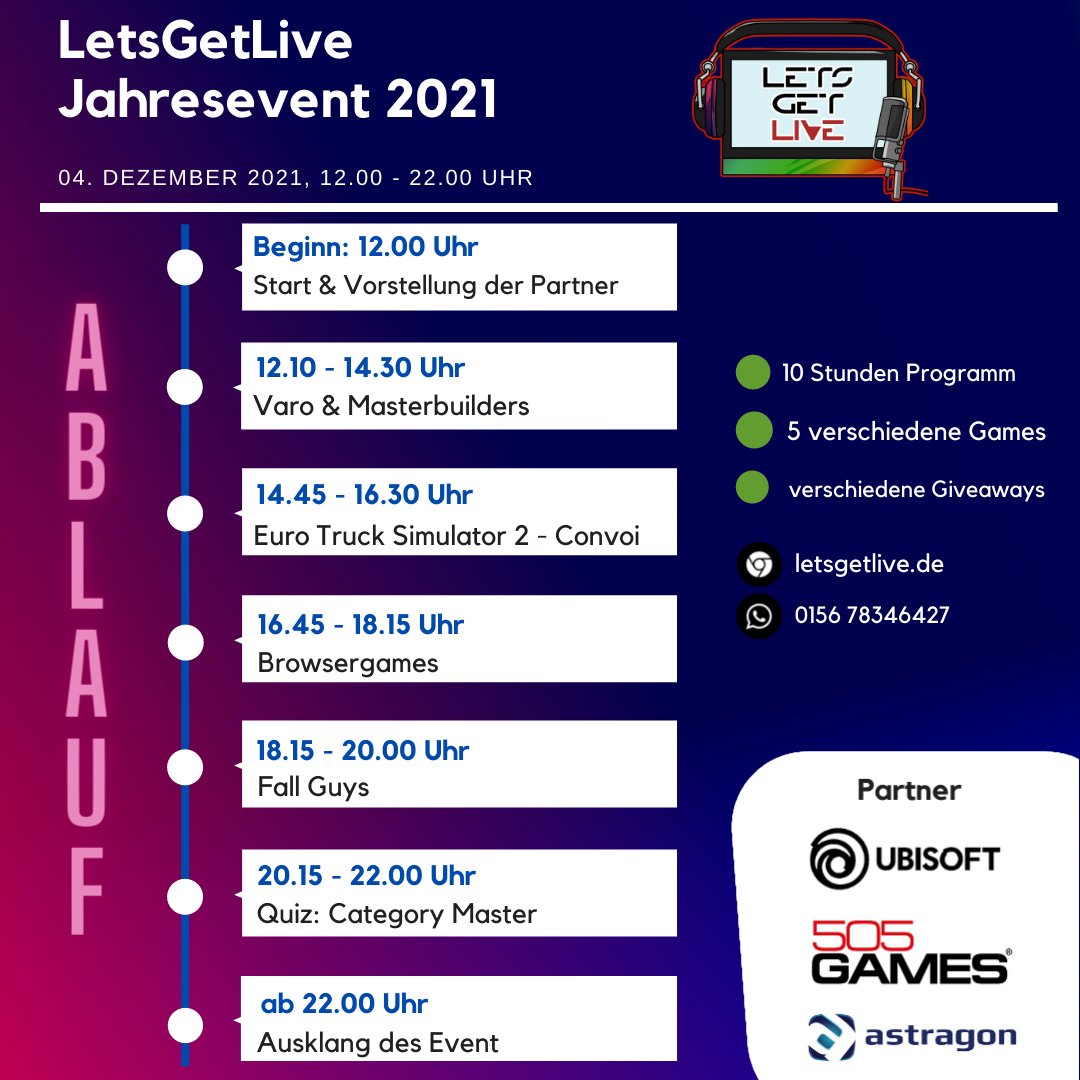 LetsGetLive_'s tweet photo. #Werbung 
Eventplan für Samstag:
#LGLjahresevent #community https://t.co/r4IIpfTCRt