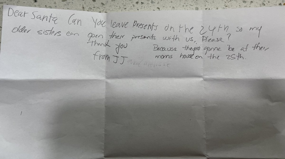 RiveraSurgical's tweet photo. Not work related but a story of sibling love.  Older sisters are from previous marriage… little ones heartbroken they weren’t gonna down Christmas together.  Santa answered their letters #FamilyFirst https://t.co/YDWZP3QrQV