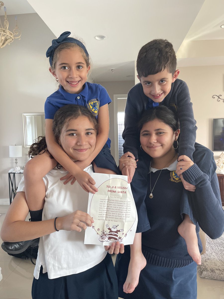 Not work related but a story of sibling love.  Older sisters are from previous marriage… little ones heartbroken they weren’t gonna down Christmas together.  Santa answered their letters #FamilyFirst