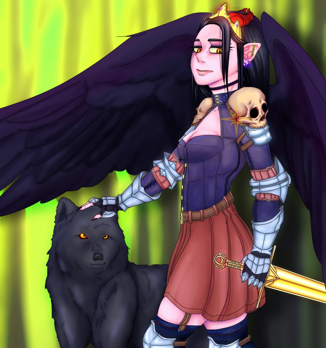 OldeNightmare's tweet photo. Ilustración de Morrigan, diosa de la mitología celta. Fue para un concurso por ende tiene muchas horas de dedicación 🎃🖤🌒
#fanart #Celtic #diosa #MedievalAge #drawing #digitalart #digitaldrawing #Dark https://t.co/O0CFurOEWF