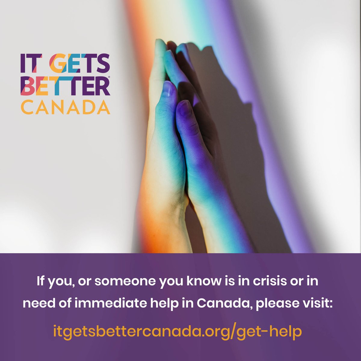 ItGetsBetterCA's tweet photo. A reminder that we are here to support you or anyone who is in crisis. 🏳️‍🌈🏳️‍⚧️ #ItGetsBetterCanada #ItGetsBetter #CanadasDragRace https://t.co/U2DBvftP3g https://t.co/9qtQr9DJtX