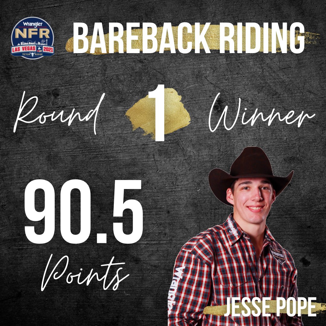 Nothing feels better than going 90 to start the Wrangler NFR. Jess Pope wins the bareback riding Round 1 with an 90.5-point ride on Night Crawler.