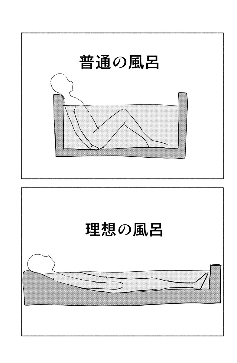 理想のお風呂の形とは、寝転がって入れるもの！
