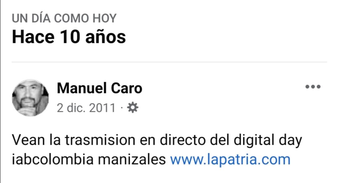lizramirezc's tweet photo. Hace 10 años debutamos con el primer #IABDay #Manizales. Llevamos ya 9 ediciones, no solo de esta jornada académica de publicidad y marketing digital, sino de cohortes del diplomado en alianza @iabcolombia @lapatriacom @umanizales @udecaldas. ¡Gracias a todos! https://t.co/MYrlBufTcE