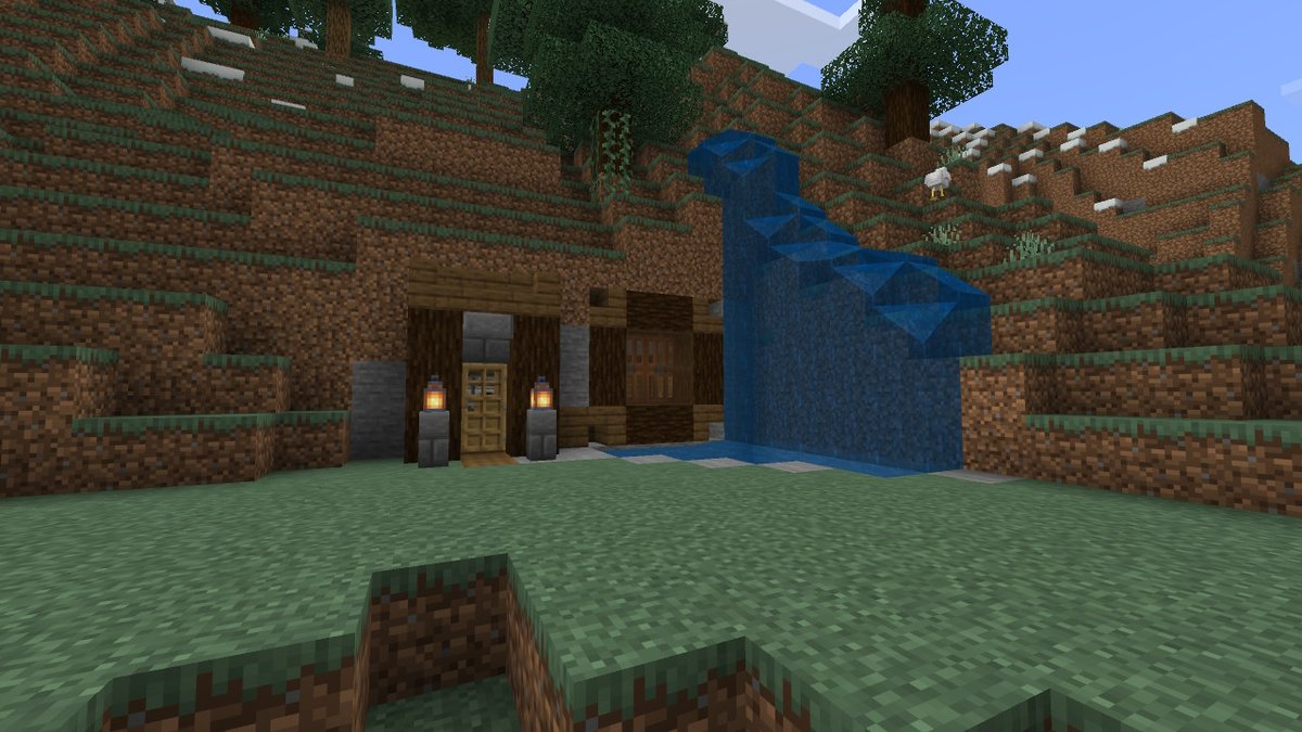HelioOnHelium's tweet image. Another moutain house! and the chicken wouldn't leave the shot- || #MinecraftBuildIdeas #MinecraftBuild  #Minecraft #NintendoSwitch