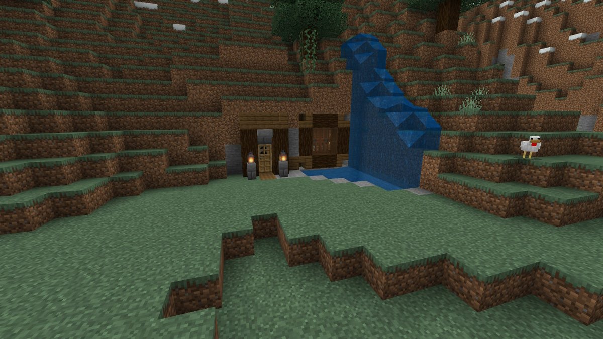 HelioOnHelium's tweet image. Another moutain house! and the chicken wouldn't leave the shot- || #MinecraftBuildIdeas #MinecraftBuild  #Minecraft #NintendoSwitch