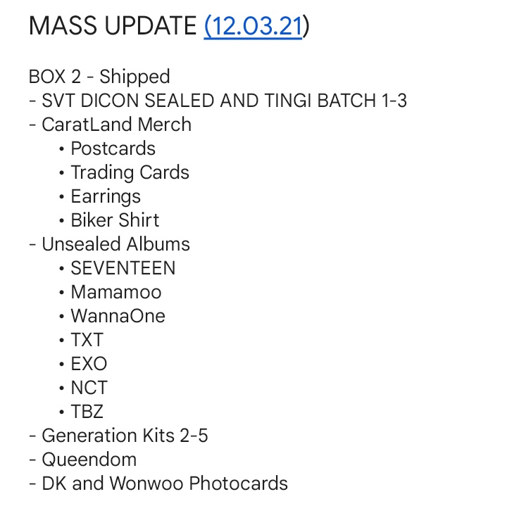 yourchoiceph_'s tweet photo. #ChoiceKoUpdates
Mass update as of 12.03.21
β’ ongoing shipment
β’ kr add arrivals
β’ secured orders
re: rugger shirt pc no further updates from weverse https://t.co/wzFuLcZkgz