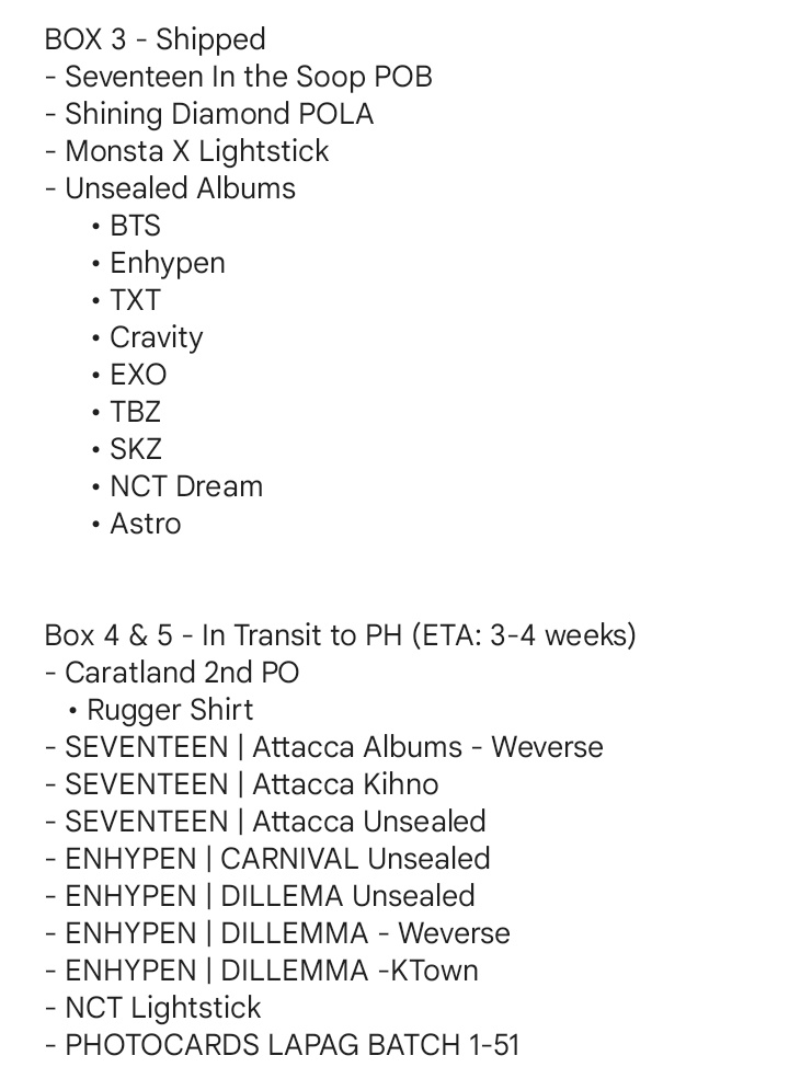 yourchoiceph_'s tweet photo. #ChoiceKoUpdates
Mass update as of 12.03.21
β’ ongoing shipment
β’ kr add arrivals
β’ secured orders
re: rugger shirt pc no further updates from weverse https://t.co/wzFuLcZkgz