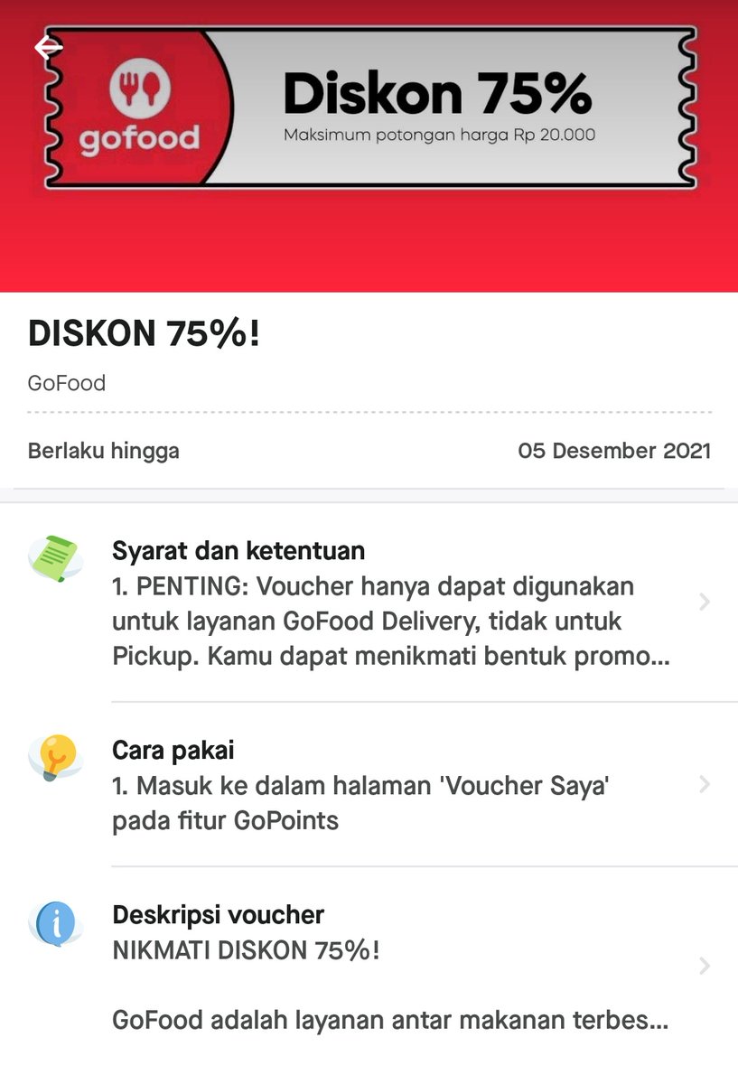 lilgamja_id's tweet photo. wts voucher gofood 75% min bel 20k maks diskon 20k

Fee 3k
bisa cek harga dulu
Dm ajaa yap

#zonaBU #ZonaUang #zonauang #gofood https://t.co/hPbD8CAeuG