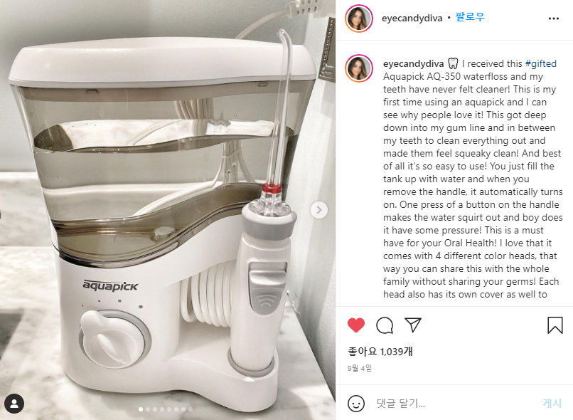AquapickG's tweet photo. @eyecandydiva님의 이 Instagram 게시물 보기 https://t.co/wvRjnewXzp 

🌊 Aquapick AQ-350 Water Flosser 🌊
✨NO. 1 dental care brand Aquapick 👍

Available now at Amazon
AQ-350 : https://t.co/MqiN3sdn2n

#aquapick #waterflosser #electronictoothbrush #dentalfloss #oralcare #amazon https://t.co/SD8Bu6J4cZ