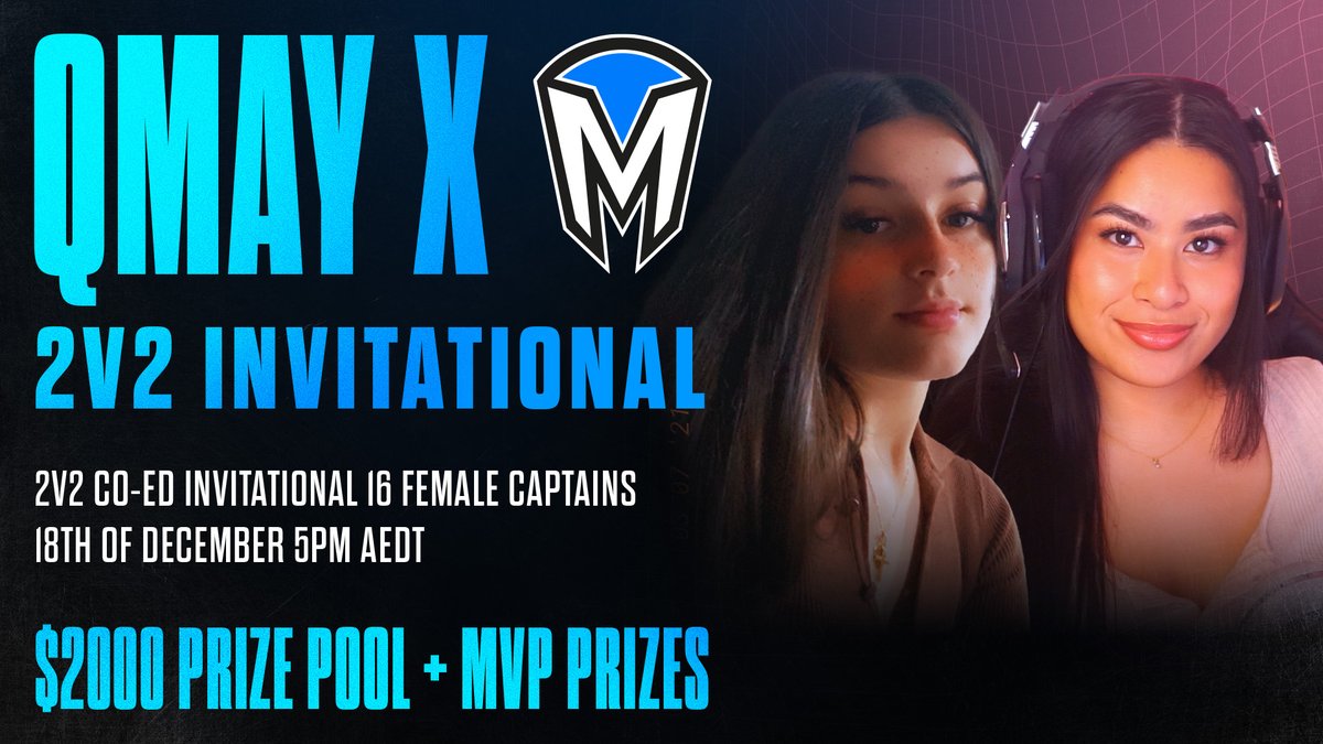 QRlSSY's tweet image. Officially hosting my first tournament w/ the duo @hcyIee 👸🏽👸🏻

Introducing QMAY x @Mindfreak 2v2 Co-Ed invitational!
Super excited for this one, we hope to highlight the female talent in the OCE scene! 

Sending out captain spots now! Who would you like to see compete? 🤝🏆