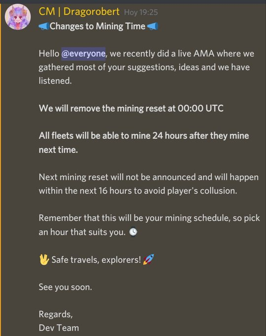 wsbblyy's tweet photo. @CryptoMinesApp I think you should post your mine reset changes  on Twitter as well https://t.co/GXKe8ssCWw