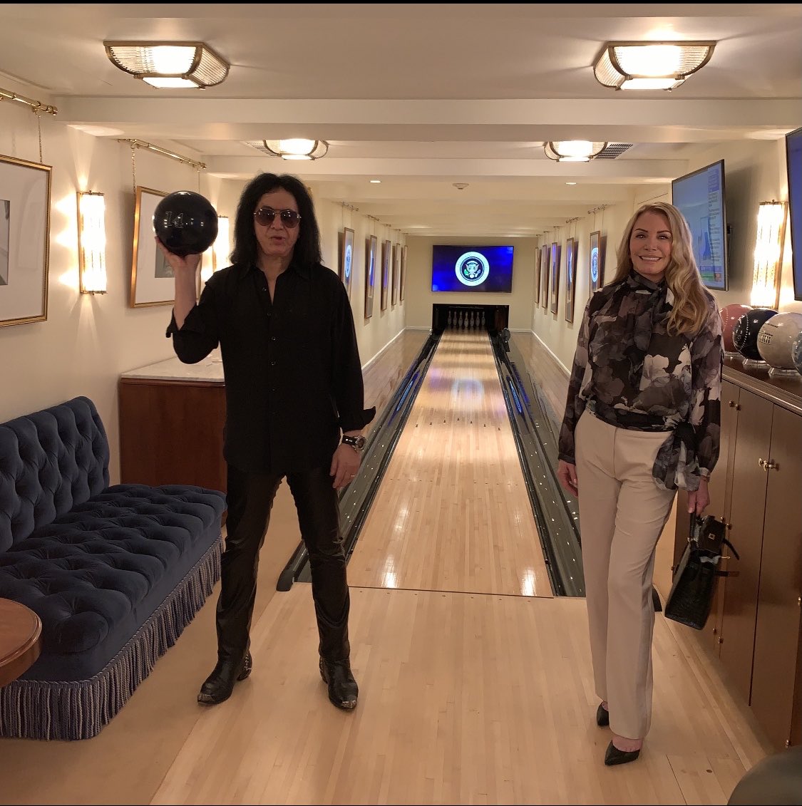 genesimmons's tweet photo. Here we are at the White House bowling alley, a few years back. It was quite an honor to be invited (by several of our Presidents)… https://t.co/Sj16PM4jY5
