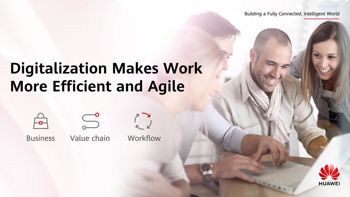 IT_Huawei's tweet photo. New digital tools help us connect, collaborate, and create more efficiently. Discover how #digitalization can make your #workplace more productive: https://t.co/ulfhPGvKNi #HuaweiIT https://t.co/aKFnwSu58H