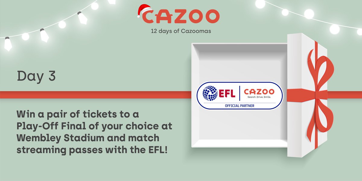 Cazoo (@cazoohelp) on Twitter photo 🎊 On the 3rd day of #Cazoomas, Cazoo gave to me…🎊
A pair of tickets to a Play-Off Final of your choice, plus <a href="/EFL/">EFL</a> streaming passes for your team's remaining eligible fixtures 🏆
To enter:
⭐️ RT this post
⭐️ FOLLOW <a href="/CazooUK/">Gara Tam Kỳ Auto - Xe ô tô cũ, xe tải cũ Quảng Nam</a>
Competition closes at 9am on 04.12.21 - T&Cs apply. 🎊 On the 3rd day of #Cazoomas, Cazoo gave to me…🎊
A pair of tickets to a Play-Off Final of your choice, plus <a href="/EFL/">EFL</a> streaming passes for your team's remaining eligible fixtures 🏆
To enter:
⭐️ RT this post
⭐️ FOLLOW <a href="/CazooUK/">Gara Tam Kỳ Auto - Xe ô tô cũ, xe tải cũ Quảng Nam</a>
Competition closes at 9am on 04.12.21 - T&Cs apply.
