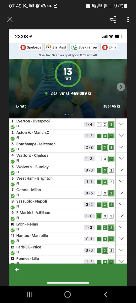 Två system med 13 Rätt i onsdags 🔥
👉 Patrik - Europatipset XXL - VINST 469.080KR (5832/10AND)
👉 Patrik - Europatipset R-7776R - VINST 393.264KR (576KR/6AND)
Formen är på topp ✅

Länk till våra andelsspel finns i profilen 🌟

#Europatipset #Stryktipset #13rätt