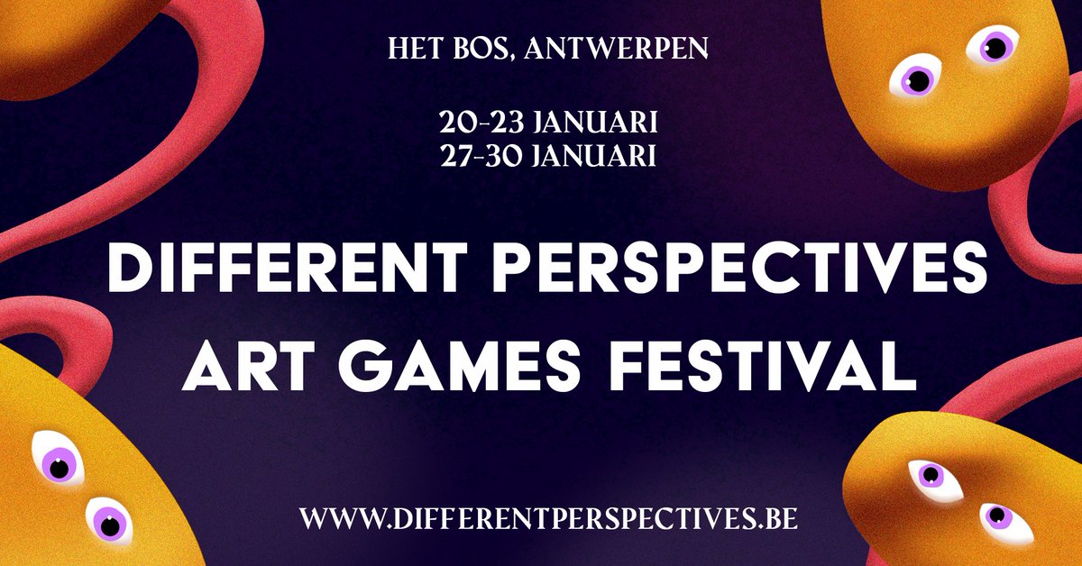 📢📢📢
I'm excited to announce Different Perspectives Art Games Festival.
A brand new art festival celebrating what videogames as a cultural medium can do.

Co-produced with Het Bos
Curated by me
Design by @ziczackitty 

⬇️ links below ⬇️