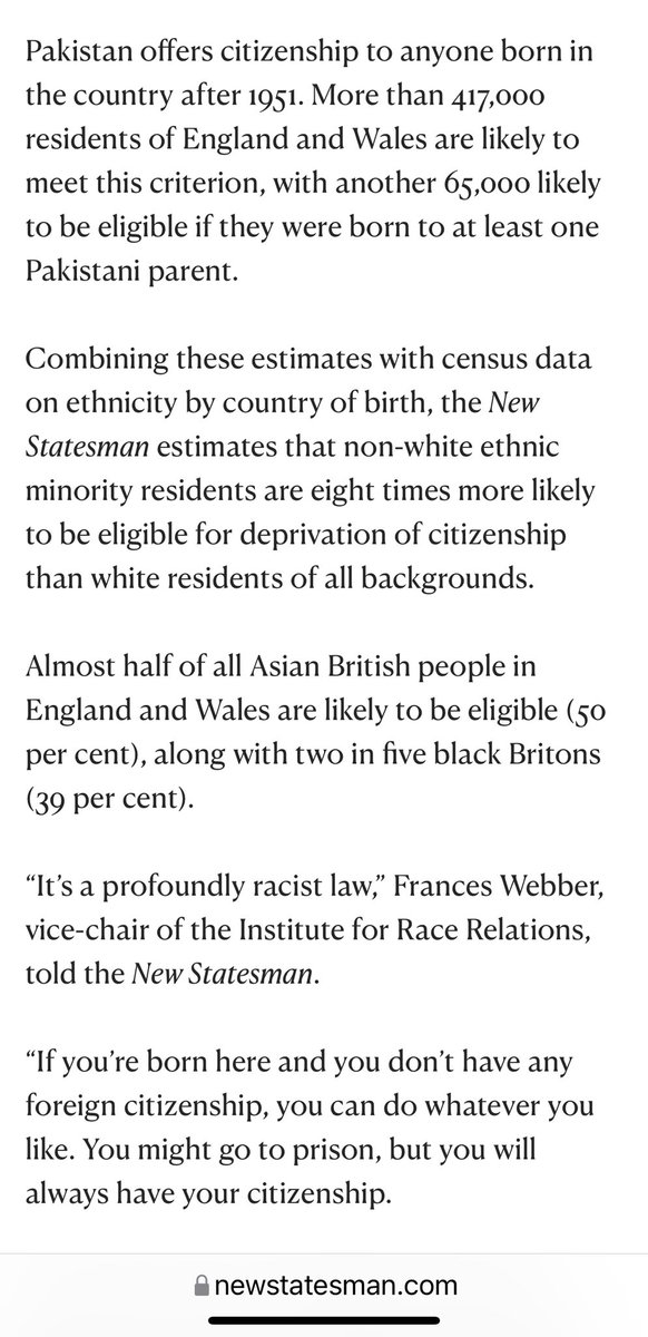 That’s why we say: Don’t get too comfortable with your “cosy life” in Britain!

“Two in five people in England and Wales from an ethnic minority background could become eligible to be deprived of their citizen status without warning.”

Read about Hijrah:

abukhadeejah.com/question-about…