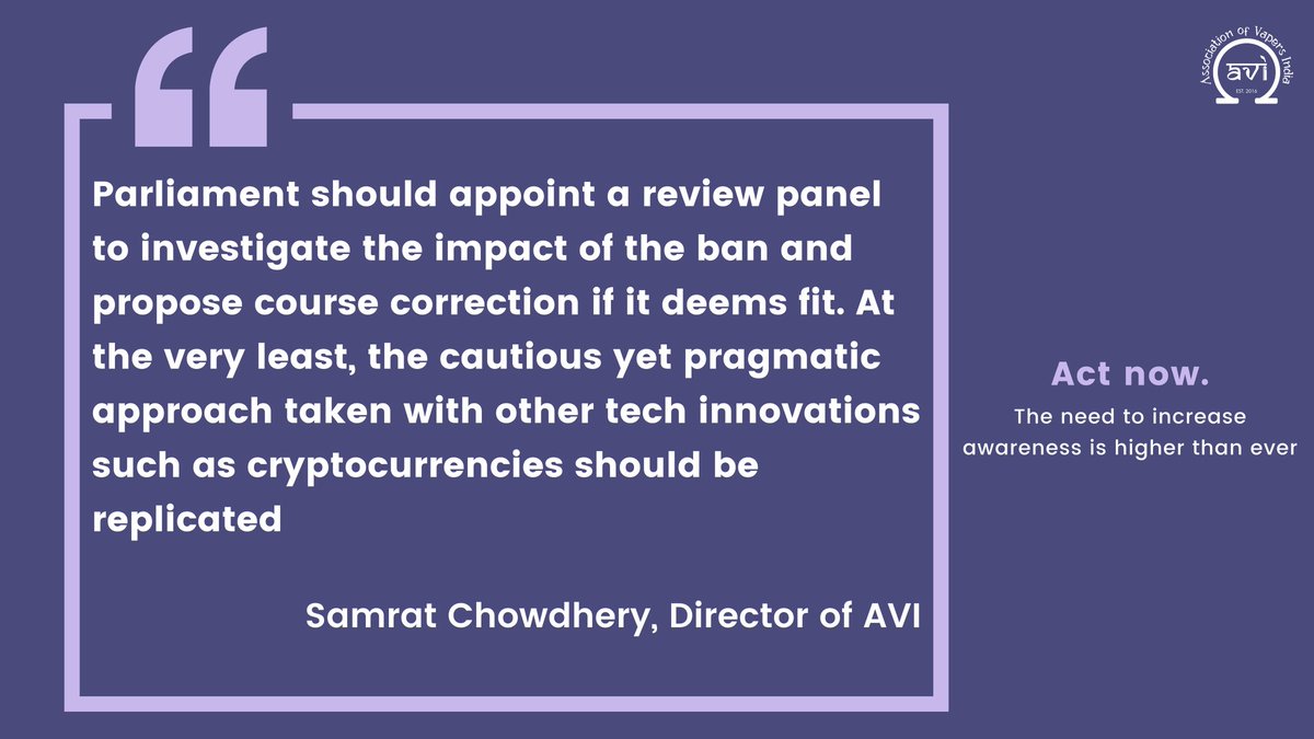vapeindia's tweet photo. AVI condemns the ban and advocates adoption of harm reduction policies. Act now to protect your rights! #BanFail #EndVapeBan https://t.co/8fR9iVGLOZ