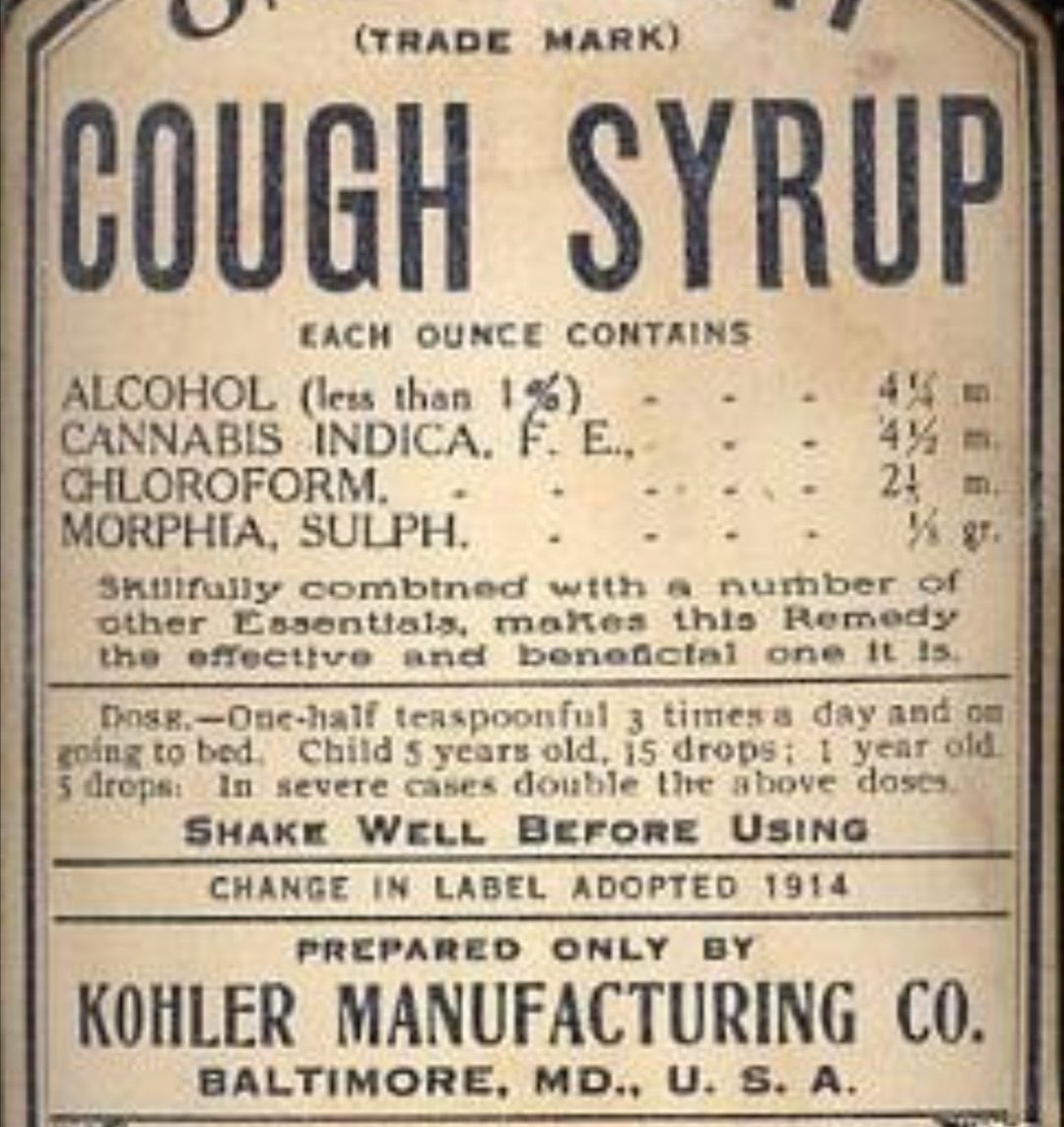 "One Night Cough Syrup" 
دواء للكحة صُنع بالولايات المتحدة عام 1888  كان يحتوي على مزيج من المخدرات عالية السمية بتراكيز مختلفة.
الدواء آنذاك يصرف بوصفة طبية رغم احتوائه على مخدر المورفين والحشيش وغيرها !!
حضر هذه المواد وايجاد البديل يعتبر نقله جذرية في عالم صناعة الادوية حاليا