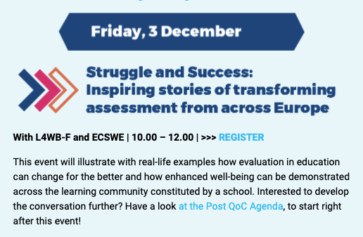 ecswe's tweet photo. About to start: our QoC-Talk on assessment. Want to join? Read the programme here https://t.co/g9oj7NccPU and join us  - #LLLWeek21 @lllplatform https://t.co/SbKsJevUE2