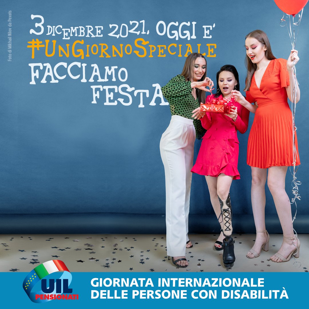 Uilpofficial's tweet photo. 3 Dicembre #giornatamondialedelladisabilita, la Uilp lancia la Campagna #UnGiornoSpeciale
Contro ogni barriera culturale, architettonica, cognitiva e sensoriale
👉https://t.co/Qg7zlZfSSv https://t.co/mphCK9dpWr