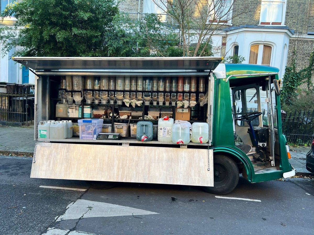 In North London there is a great local business called <a href="/FairWellLondon/">FAIR-WELL</a>, who operate a packaging-free food and household products service to your doorstep, via a converted electric milk float. You bring your own containers. I stocked up yesterday! 

fair-well.co.uk