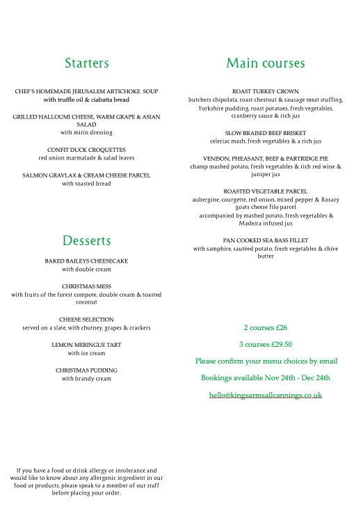 Still time to book a festive meal.