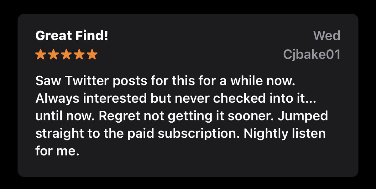 chillingapp's tweet photo. A 5⭐️ review from user Cjbake01!

Don’t let another sleepless night go by!

Don’t settle for boring apps at night!

Experience #Chilling!

Where relaxation meets spine-tingling entertainment!

Available worldwide for iOS and Android! 💙🖤

Download: https://t.co/oEy0cryQ1p https://t.co/bXHM1cTvlR