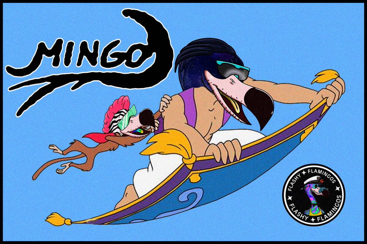 FlashyFlamingos's tweet photo. Hear some folk talkin' about rugs. Only one kind of RUG #MingoGang knows! IT'S A WHOLE NEW WORLD. #MingoOG #FlashyFlamingos @Mingo_Gang Go grab your (2) MINGOS from MagicEden, get your SKELLY and join the #MingoGang! #SolMingos #NFTCommmunity #SOL @FlashyFlamingos https://t.co/eTf40UUACG