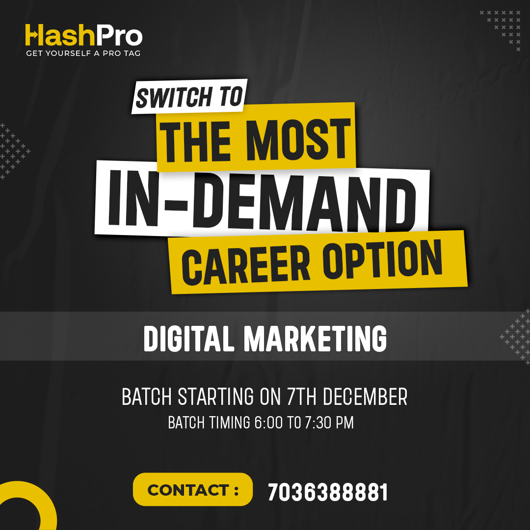 Hashproacademy's tweet photo. 7th December - Next Digital Marketing Batch is starting next week.
PS - We offer only Offline Courses and are located at Himayat Nagar, Hyderabad.
DM or Contact us at 7036388881 to enquire.
#digitalmarketing #marketing #DigitalMarketingCourse #hashpro #HashProAcademy https://t.co/hBJsZ0oXWC