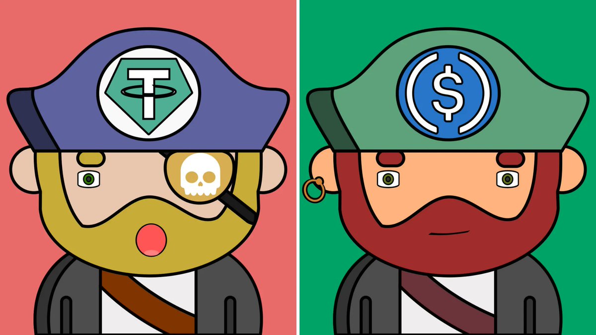 💼  These two #Crypto Pirates are holding a lot of dough! 💼 

Personally, I think #USDT Pirate should go overboard! Long lived #USDC! What do you think?

🌊 Mint a Pirate and hop aboard: buff.ly/3cUSOB9 🌊
--
#NFTCommunity #NFT #NFTs #nftart #NFTJapan #cryptocurrecy