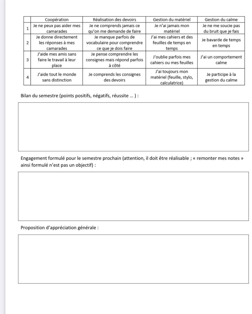 isafil's tweet photo. Ressource précieuse ❤️

Les conseils de classe sont en train de se dérouler : ce document  permet à l’élève de se mettre en position méta, d’analyser ses points forts et ses faiblesses, d’acter des objectifs et de se projeter 👉 https://t.co/uD2eBZNDMl 
@LyceeEnChantier⁩  🙏 https://t.co/nZEUtZIY9q