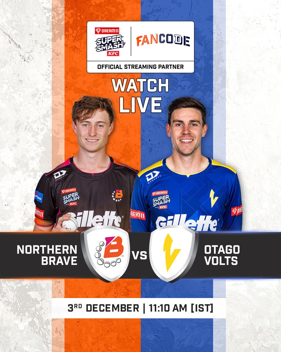 FanCode's tweet photo. Buckle up for a scintillating show coming up for you! π₯
πΊ Watch the #Dream11SuperSmash League LIVE on #FanCode π https://t.co/t7vwBfKush
#CricketOnFanCode #Dream11SuperSmashOnFanCode @SuperSmashNZ https://t.co/KWH581QckV