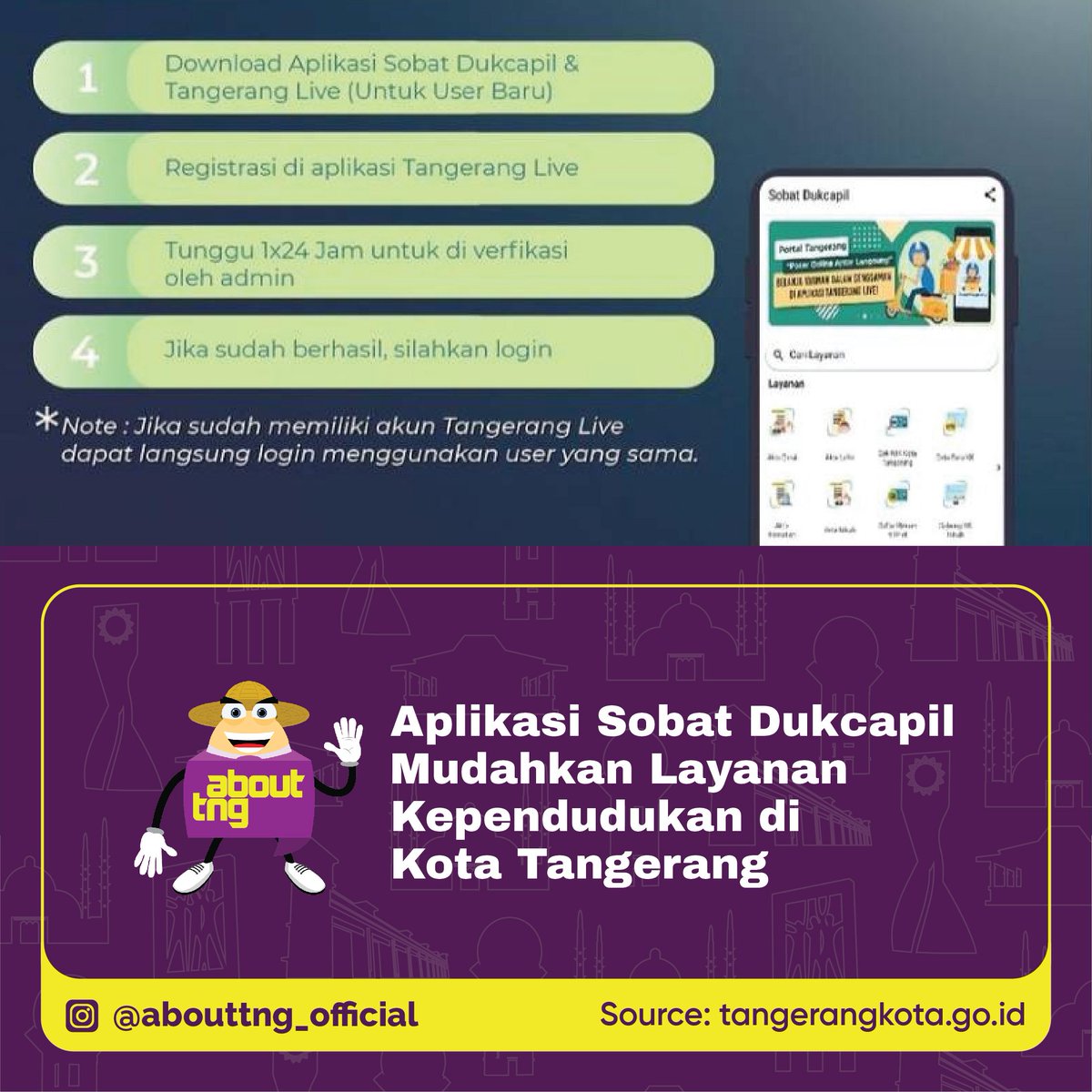 abouttng's tweet photo. Pemerintah Kota Tangerang melalui Disdukcapil telah memberikan beragam terobosan pelayanan yang memudahkan masyarakatnya, salah satunya melalui aplikasi Sobat Dukcapil. Apa saja layanannya? https://t.co/vK9kWkFsuN

#abouttng https://t.co/4zFBcHGvc1