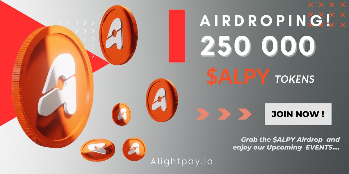 $ALIGHTPAY Airdrop is LIVE🔴now!
Airdroping 250 000 $ALPY Tokens.

First 20k Qualified participants  &amp; Top 50 refferers Will Share 250 000 $ALPY Token . 

 🔥Listing price will be $2 - $ALPY .

To join the AIRDROP Fill the form given below👇 .
docs.google.com/forms/d/e/1FAI…