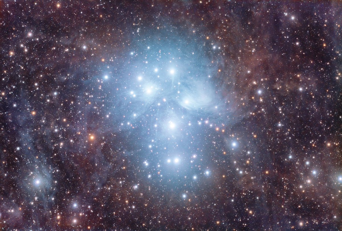 Messier 45 Telescope 20 New Mexico Skies 3hrs x Lum 3hrs x R 3hrs x G 3 hrs x B (all 300 sec Bin1) #remotetelescopes #remoteastrophotography #itelescope #astrophotography