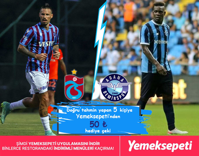 🥳ÇEKİLİŞ ZAMANI

🏆Trabzonspor-Adana Demirspor maçında ilk golü hangi takım atar?

👉Bu tweeti RT yapıp, Doğru cevabı veren 5 kişiye <a href="/yemeksepeti/">Yemeksepeti</a> 'nden 50 TL'lik hediye çeki. 

📲Şimdi <a href="/yemeksepeti/">Yemeksepeti</a> uygulamasını indir, binlerce restorandaki indirimli menüleri kaçırma...