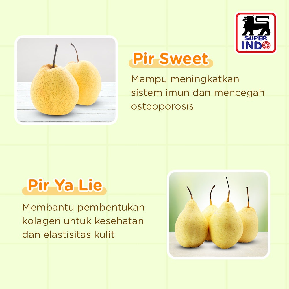 InfoSuperIndo's tweet photo. Ternyata nih ya buuu, beda jenis apel, beda juga manfaatnya. 

Cek di sini ya buu biar tahu mau beli pir jenis apa nih.

#PromoSuperIndo
#PromoBuah
#SegarnyaHemat https://t.co/vcwsSFo5Ho