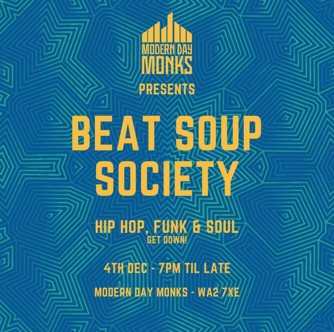 If you are going to have Christmas drinks tomorrow then you might as well make them good ones. Come and join us for an evening of hip-hop, funk and soul at <a href="/MDMBrewery/">Modern Day Monks Brewery</a> #warrington 7-Late 🎵