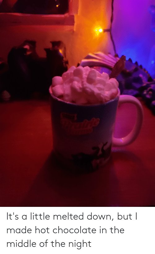 Draco missed his wife but she was working an overnight shift. She had convinced him to get a cellphone when she had to get one for work. He sent her the picture to make her smile. They always had hot coco together when they couldn't sleep.