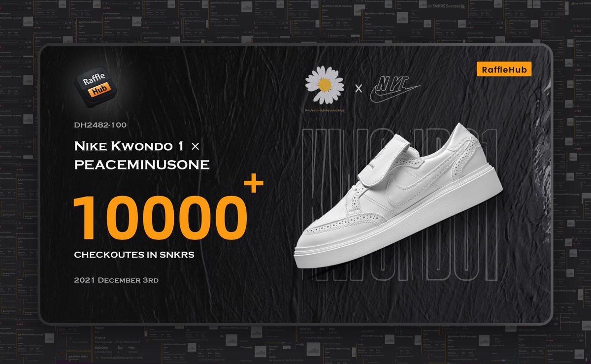 rafflehub_io's tweet image. RAFFLEHUB DOMINATION DAY

⚠ 10000+ NIKE KWONDO x PEACEMINUSONE CHECKOUTS👟👟

🤑2 MILLIONS DOLLAR RESELLING PORFIT💸💸

Quick giveaway in 12 hours to welcome more region and release incoming, 

SIMPLE Retweet and Tag a friend or a group