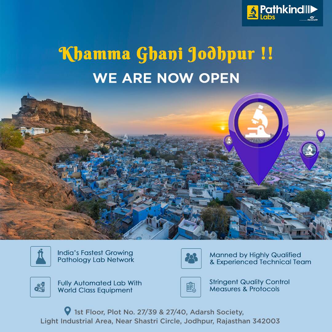 pathkindlabs's tweet photo. #Jodhpur walo, aapka khyaal rakhne Pathkind Labs aagyi hai aapke sheher. Health packages check karein aur aaj hi apne liye book karein. Adhik jankaari ke liye, dial krein 7500075111. #StayHealthy #GetTested #NewLaunch #LabLaunch #NewLab #HealthyIndia #Health #PathkindLabs https://t.co/pxeUC9iy1l