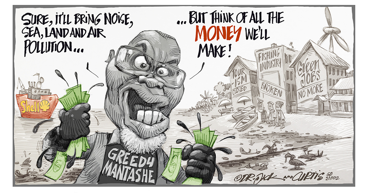 .<a href="/GwedeMantashe1/">Gwede Mantashe</a> the future is renewable: There is no room for fossil fuels or #FossilFools. The best and most immediate solution to SA's energy &amp; unemployment crisis is a #JustTransition to #RenewableEnergy.

#StopShell >> act.gp/3xxaQmE

#ToHellWithShell
.<a href="/africartoons/">africartoons.com</a>