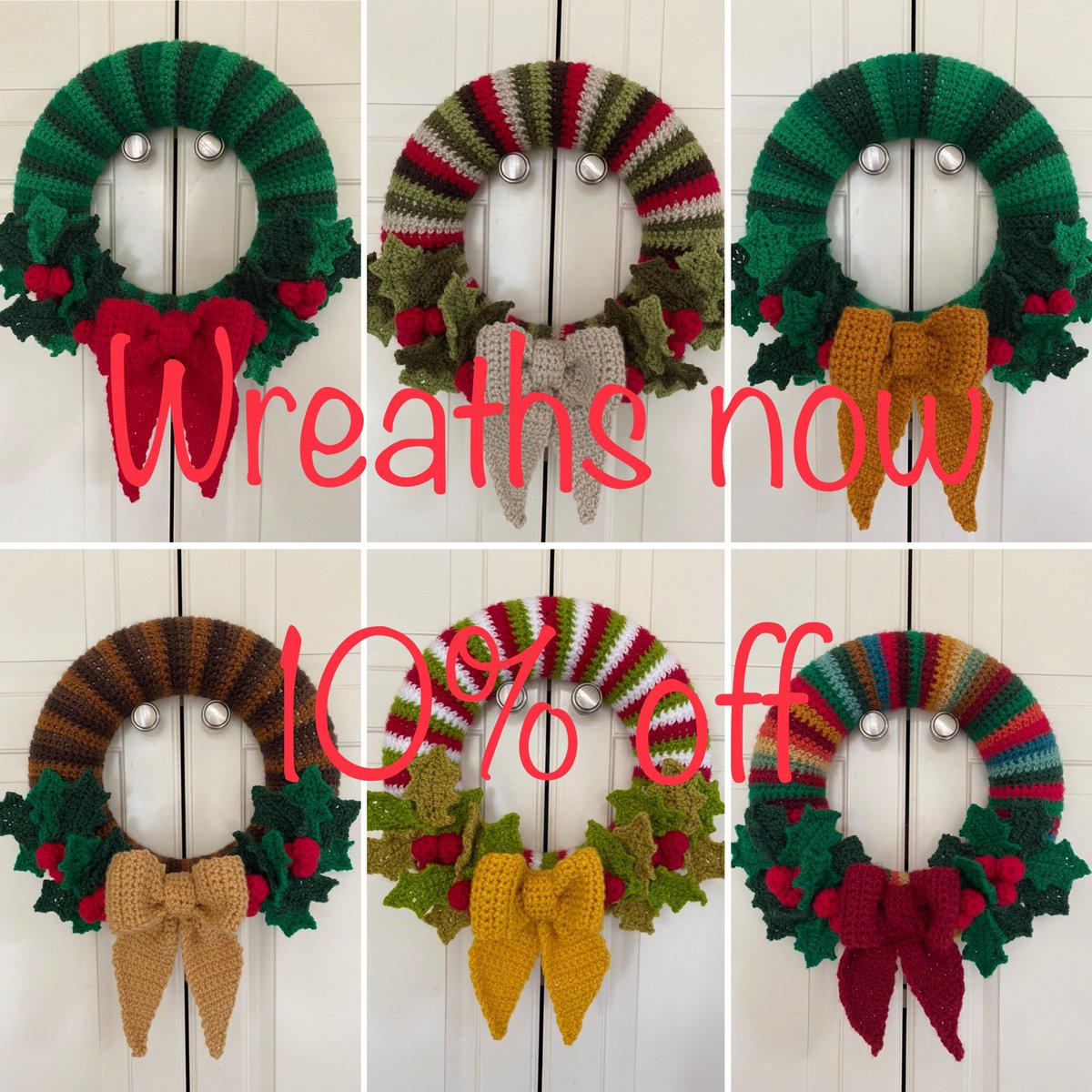 TheYarnBee's tweet photo. Wreaths now 10% off until the 12th https://t.co/CQ823D5jVN #Etsy #Christmas2021 #smallbusiness #christmasiscoming #christmaswreath #etsyUK #christmassale #etsyseller #etsyshop https://t.co/BLsZ3UyiZI